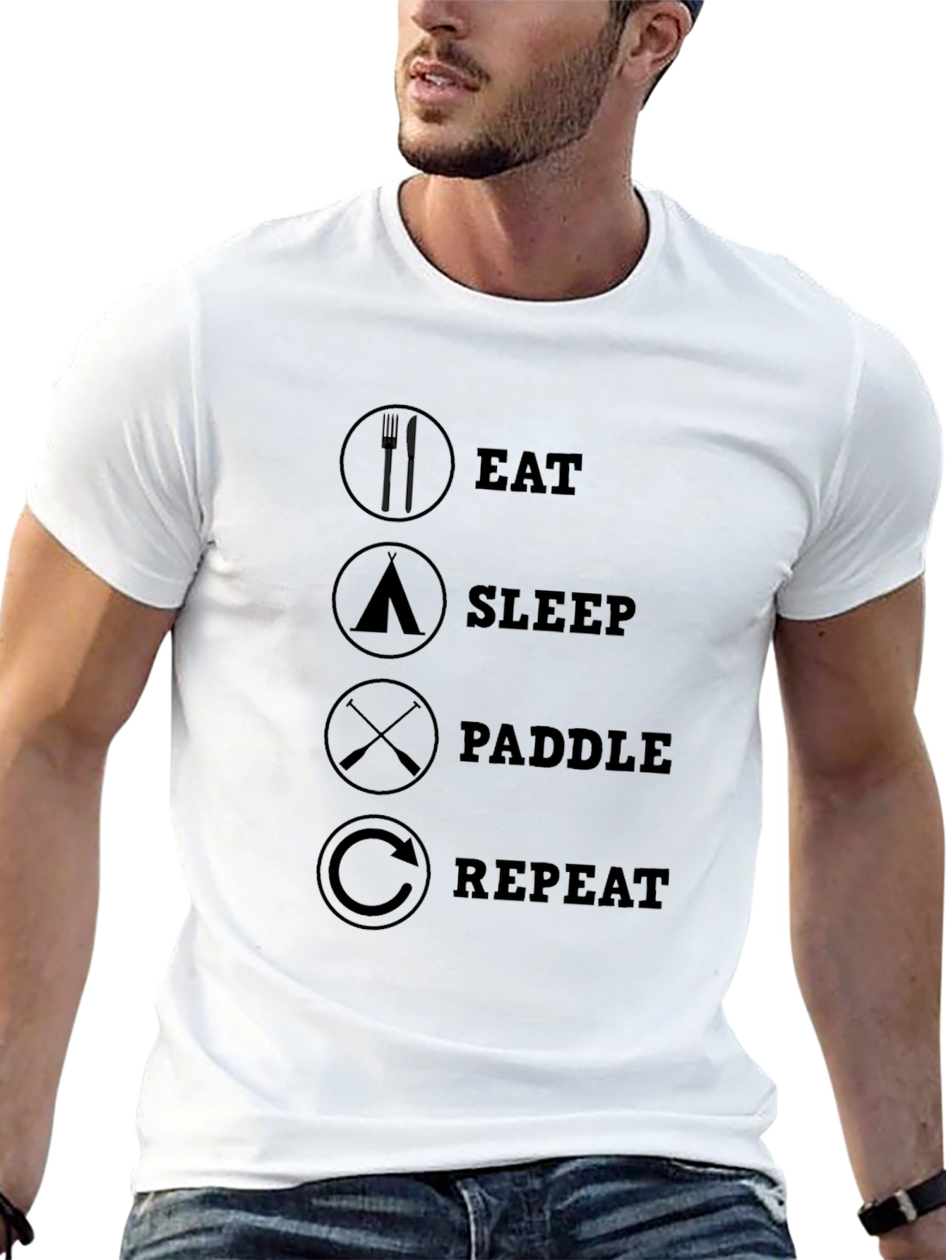 Eat Sleep Paddle Repeat Black Graphic Tee