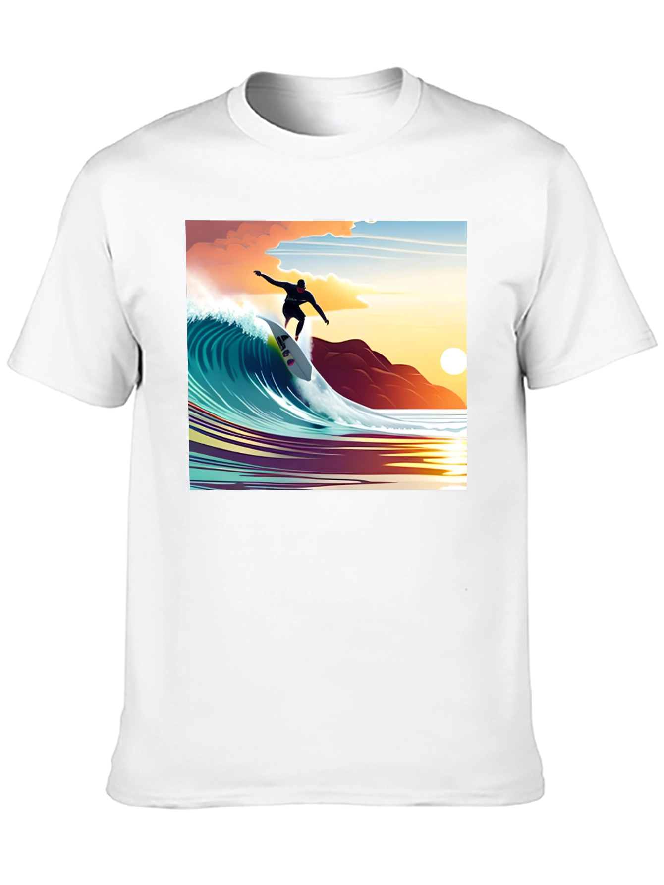 Surfer Wave Graphic Tee - Black