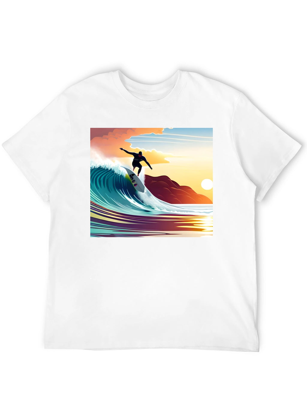 Surfer Wave Graphic Tee - Black
