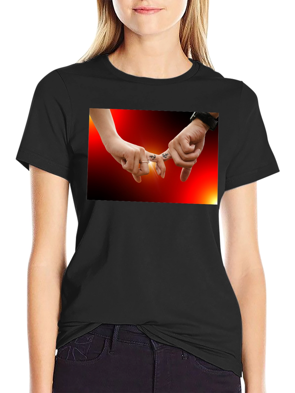 Pinky Promise Graphic Tee -  Trendy Black T-Shirt