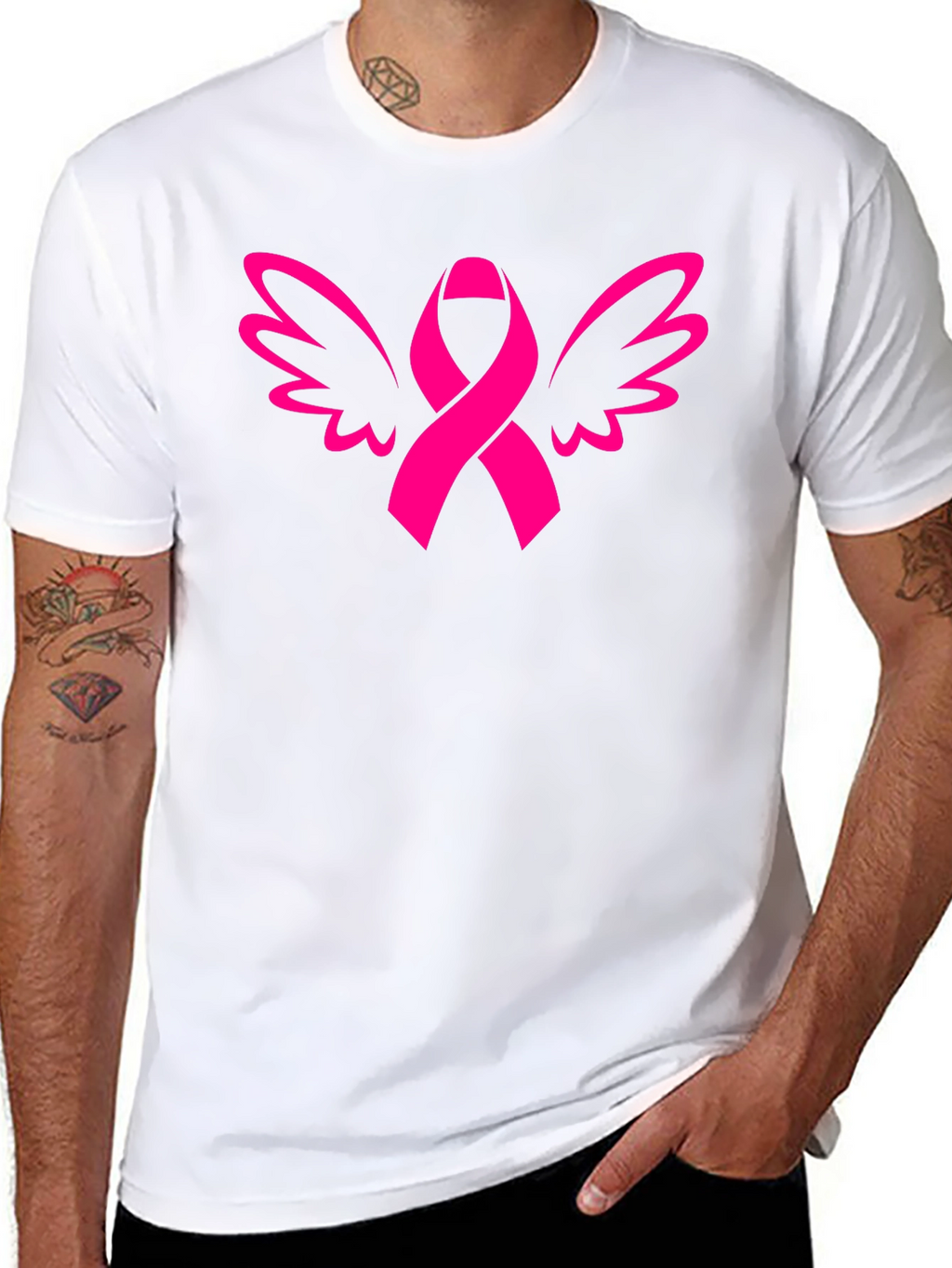 Ribbon Wings Graphic Tee - Breast Cancer Awareness