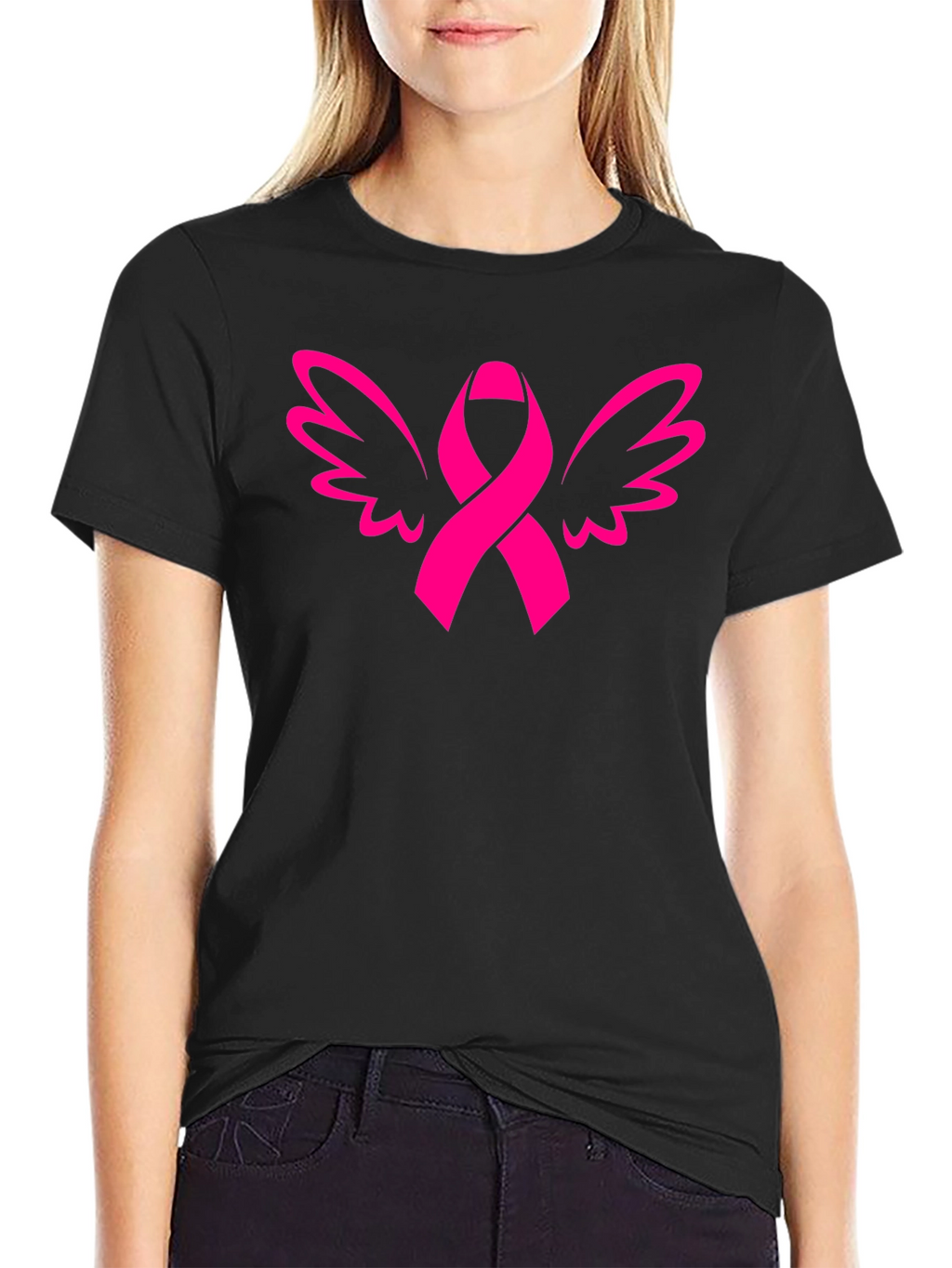 Ribbon Wings Graphic Tee - Breast Cancer Awareness