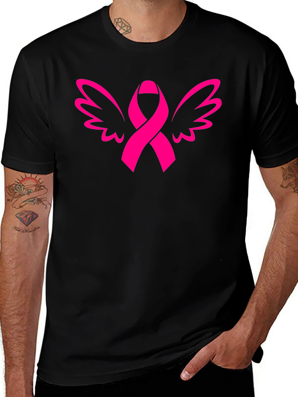 Ribbon Wings Graphic Tee - Breast Cancer Awareness