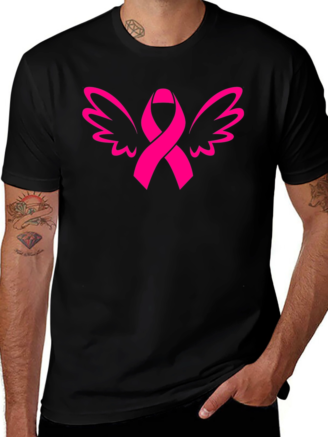 Ribbon Wings Graphic Tee - Breast Cancer Awareness