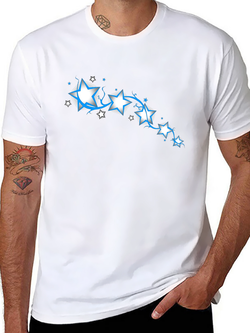 Star Design Black T-Shirt