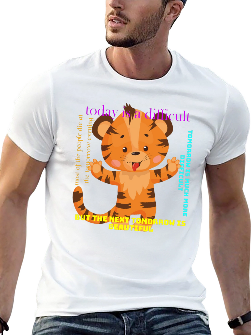 Cute Tiger Graphic Tee - Motivational Design