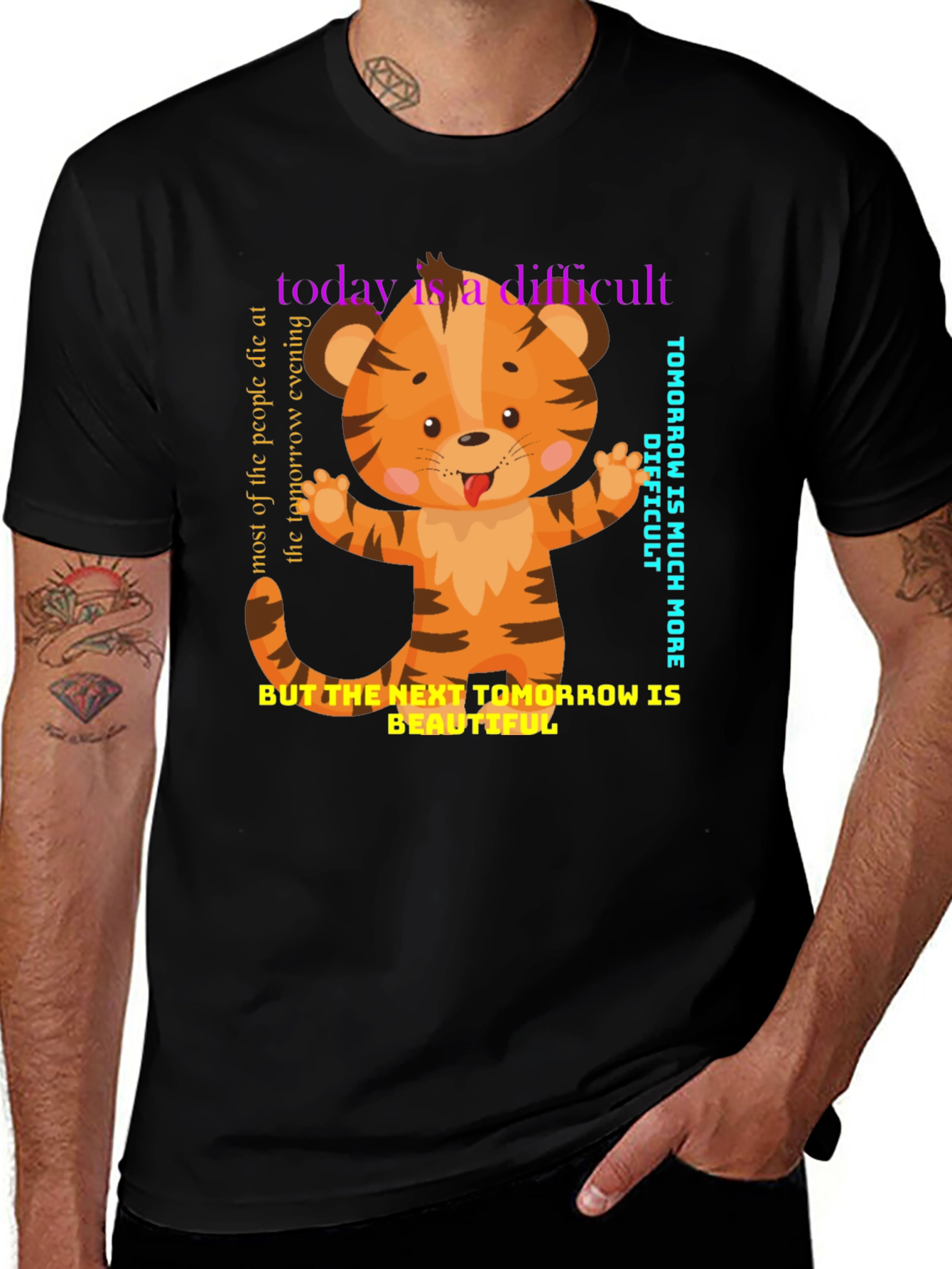 Cute Tiger Graphic Tee - Motivational Design