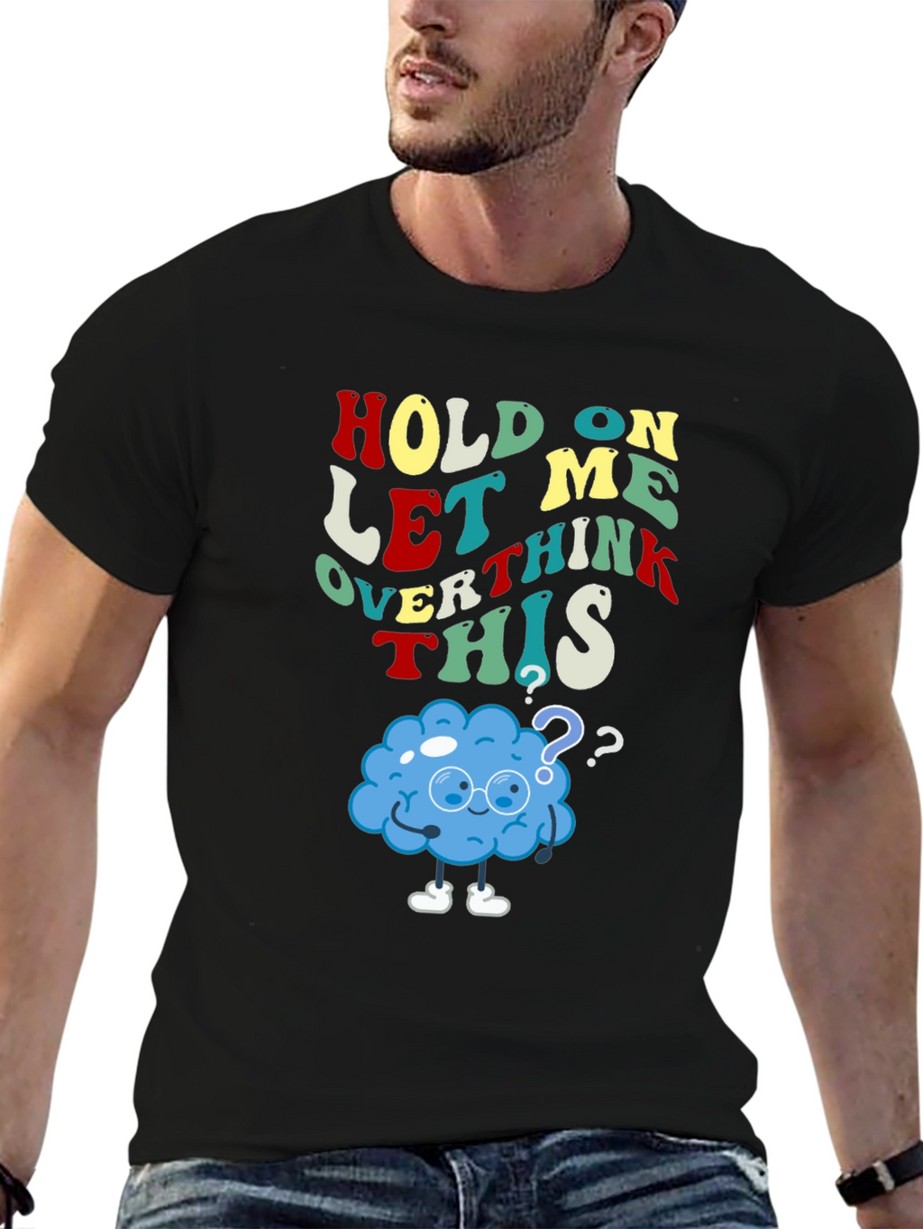 Overthinking T-Shirt - Black Cotton Short Sleeve Tee