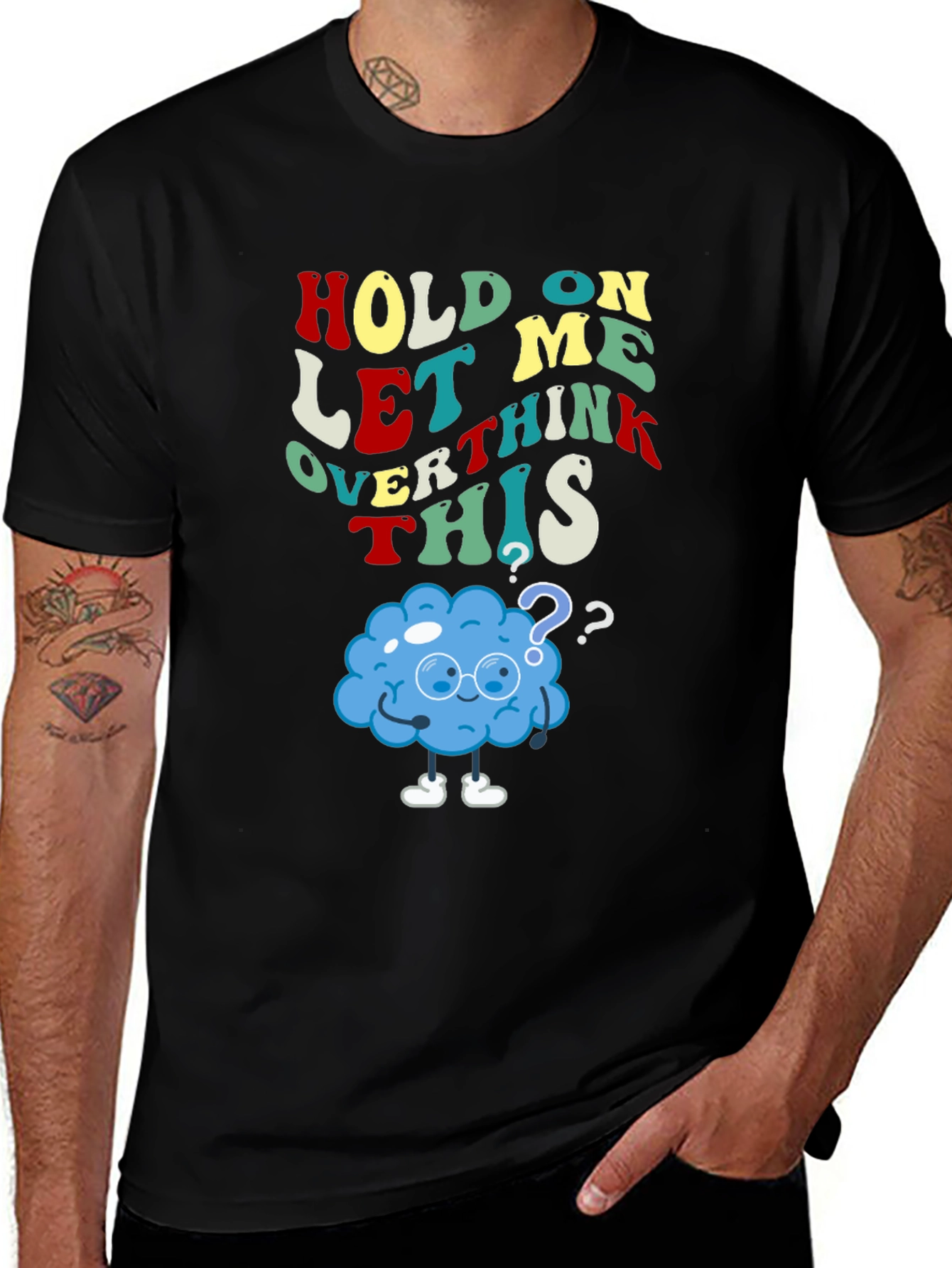 Overthinking T-Shirt - Black Cotton Short Sleeve Tee