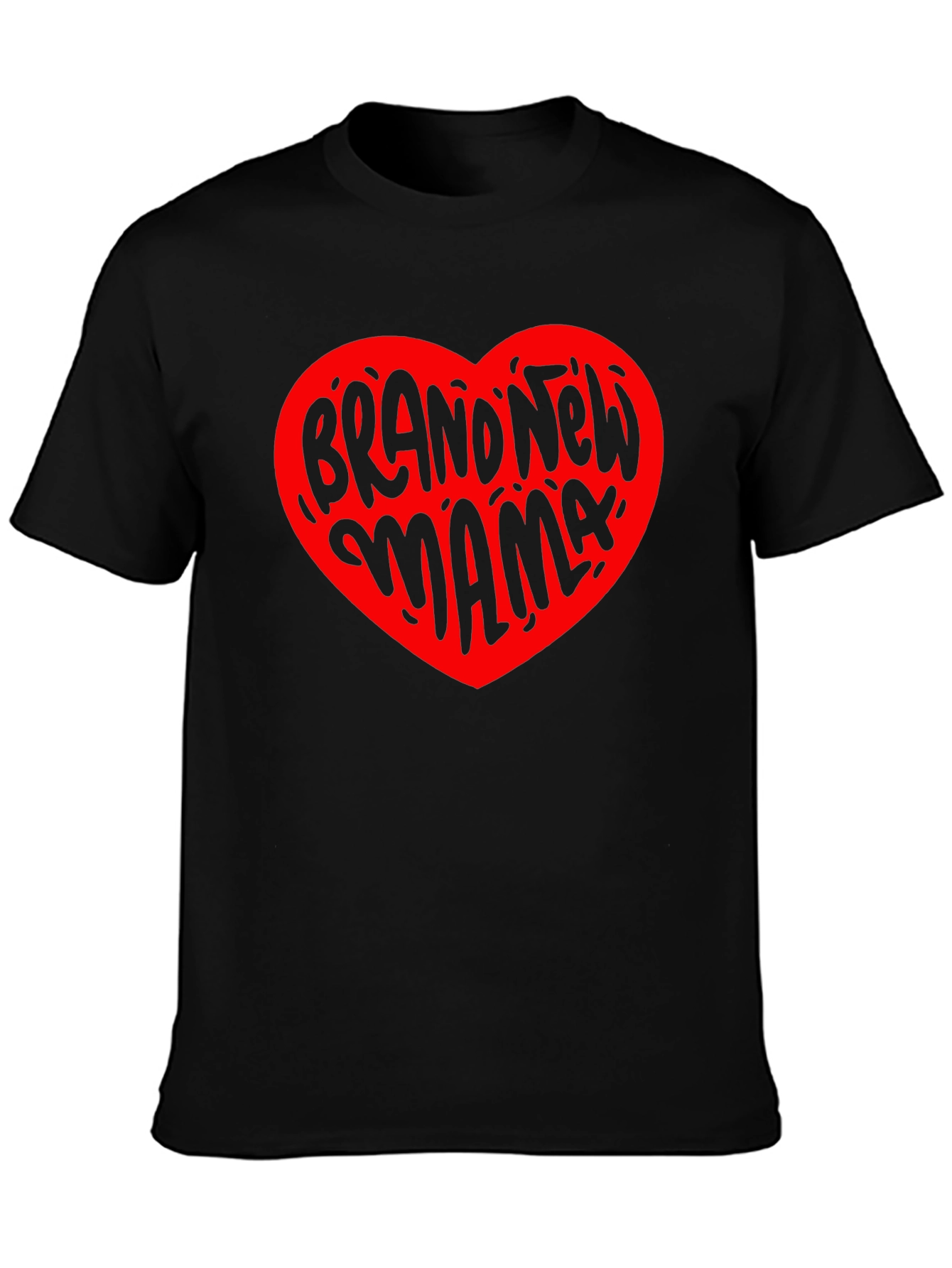 Brand New Mama Heart Graphic Tee - Black