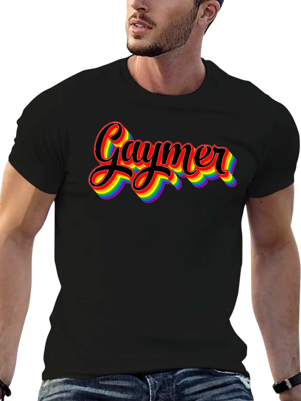 Gaymer Pride Rainbow Graphic Tee