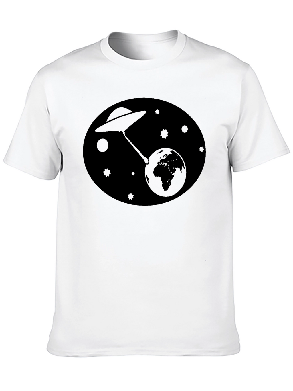 UFO Abduction Earth Graphic T-Shirt - Black