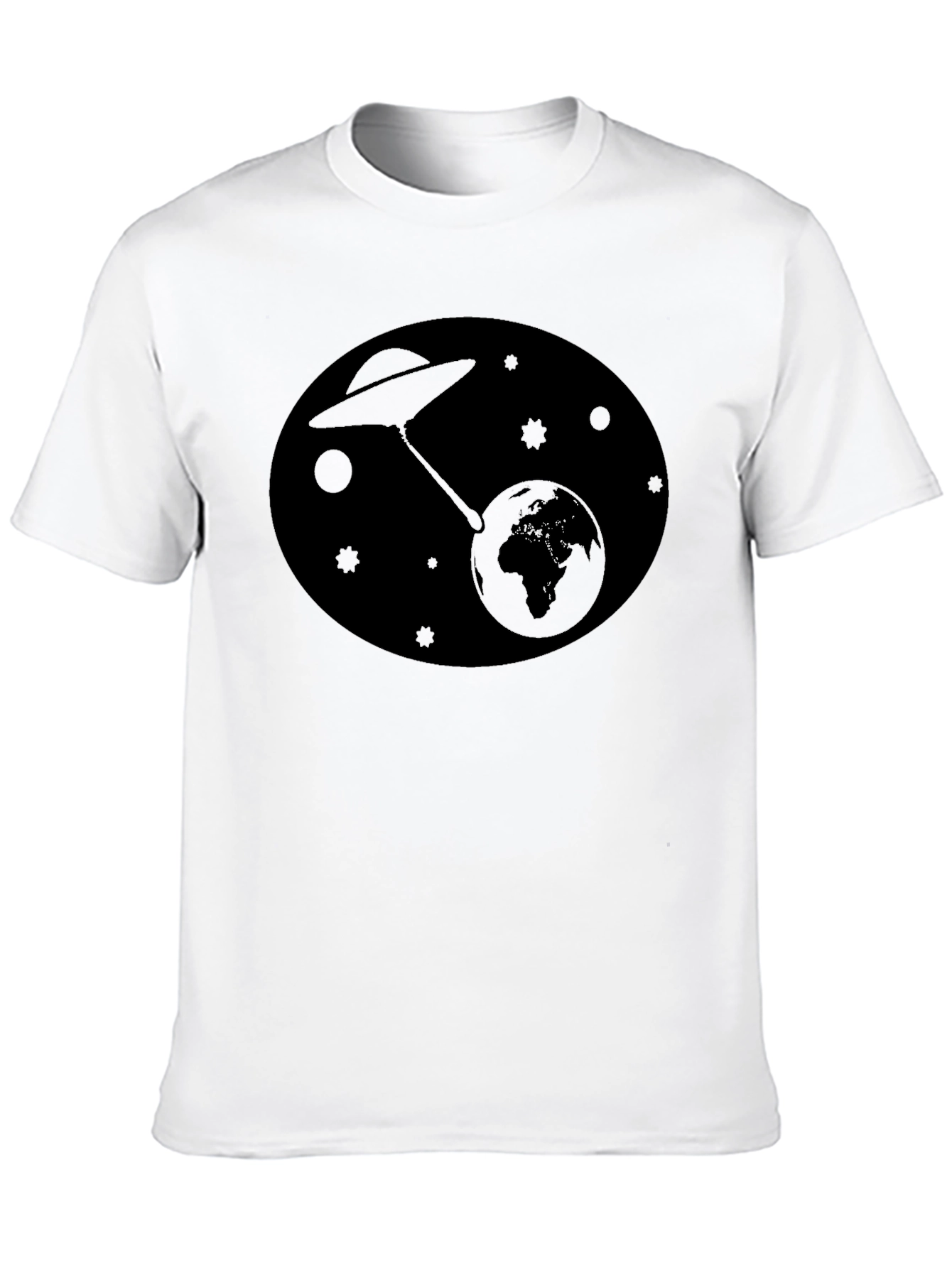 UFO Abduction Earth Graphic T-Shirt - Black