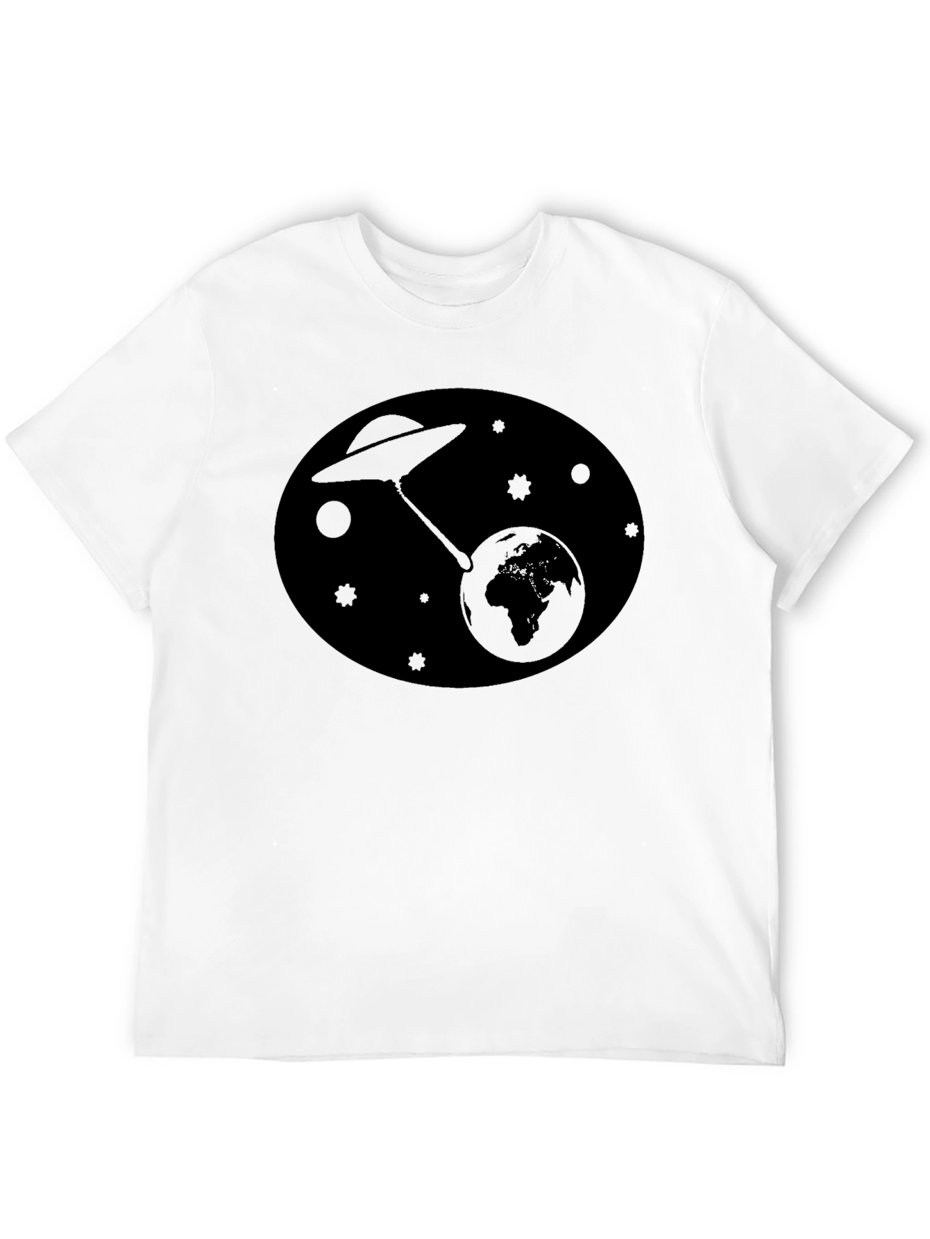 UFO Abduction Earth Graphic T-Shirt - Black