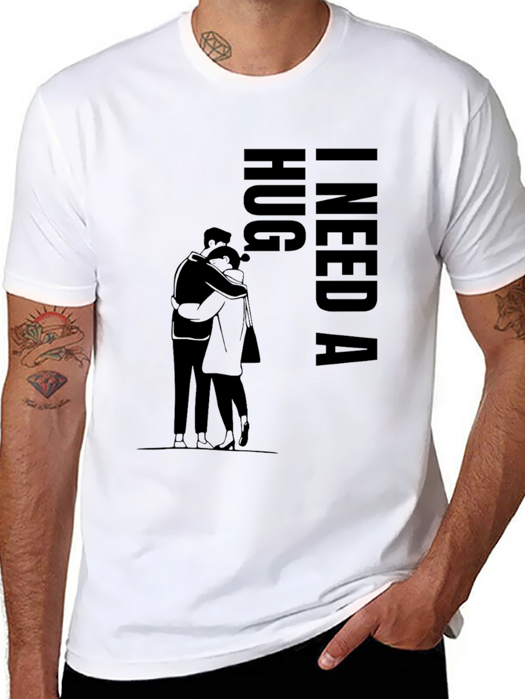 I Need a Hug Black Graphic T-Shirt