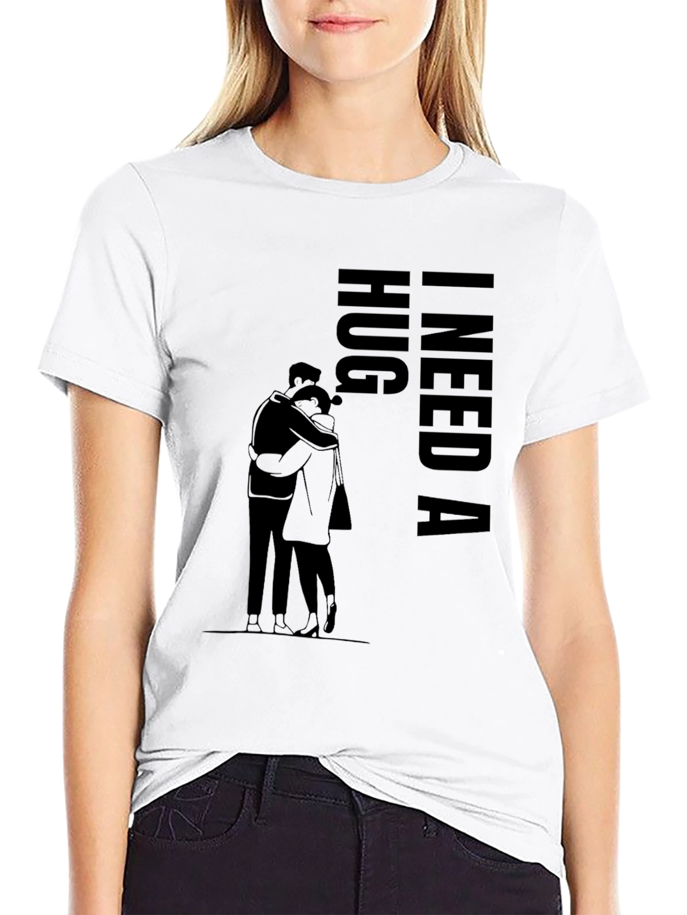 I Need a Hug Black Graphic T-Shirt