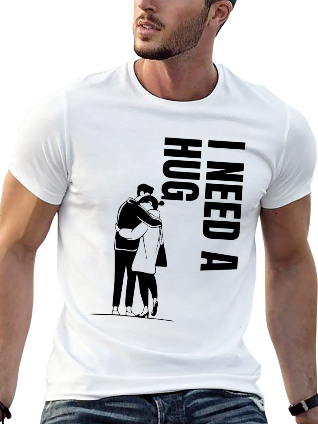 I Need a Hug Black Graphic T-Shirt