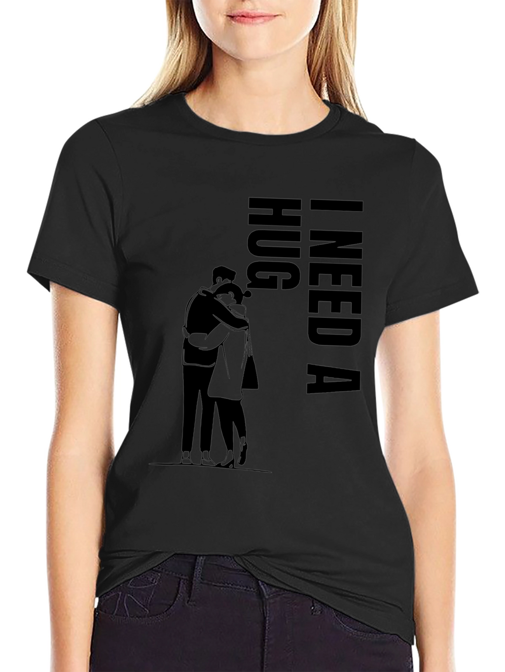 I Need a Hug Black Graphic T-Shirt