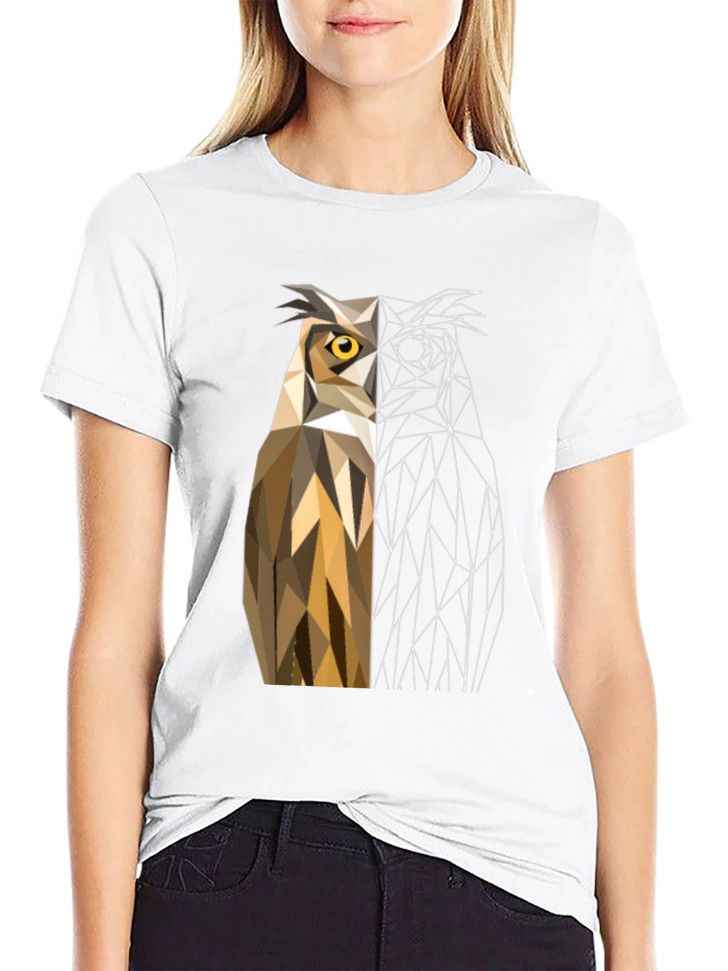 Geometric Owl Graphic Tee - Modern Design