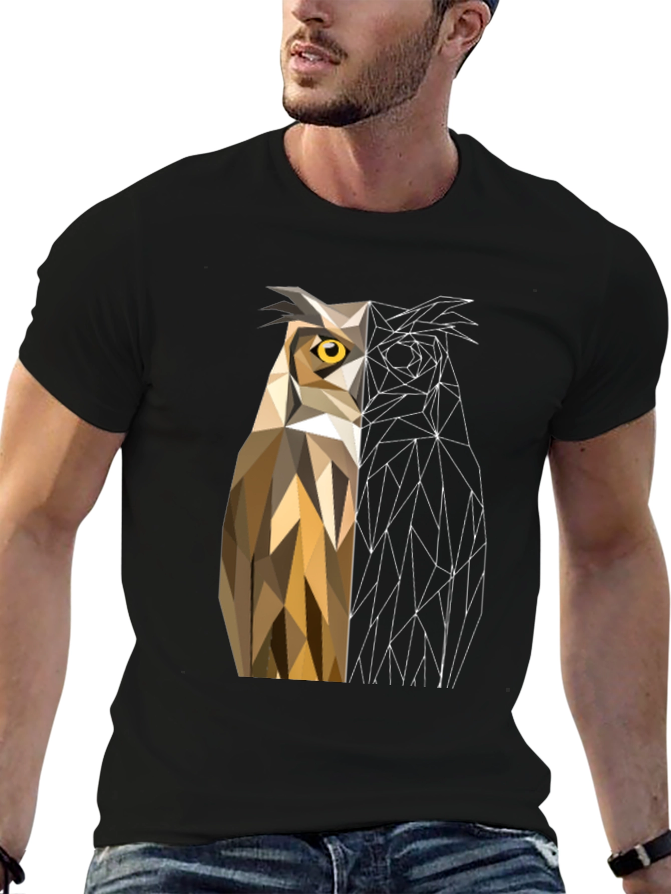 Geometric Owl Graphic Tee - Modern Design