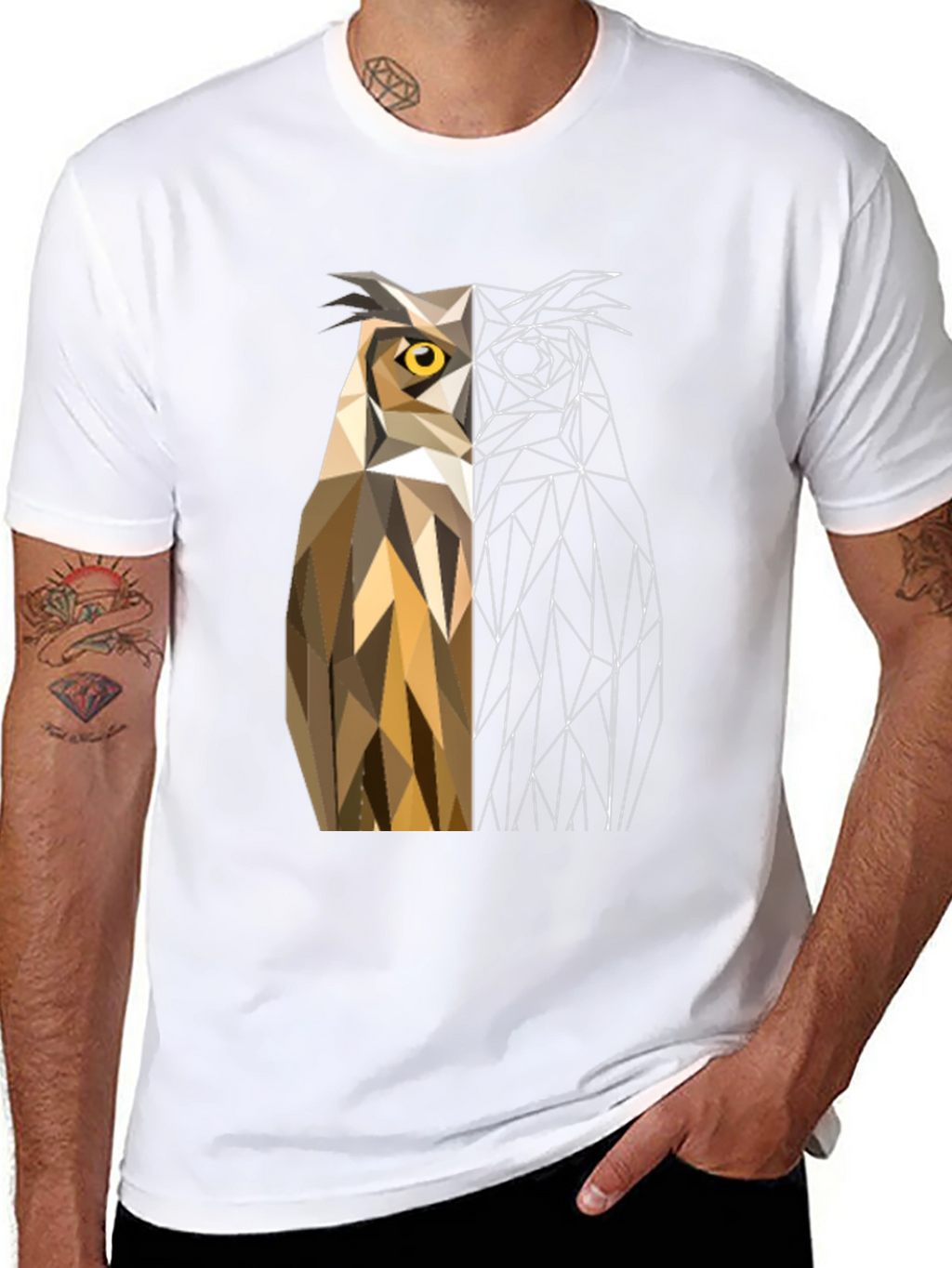 Geometric Owl Graphic Tee - Modern Design