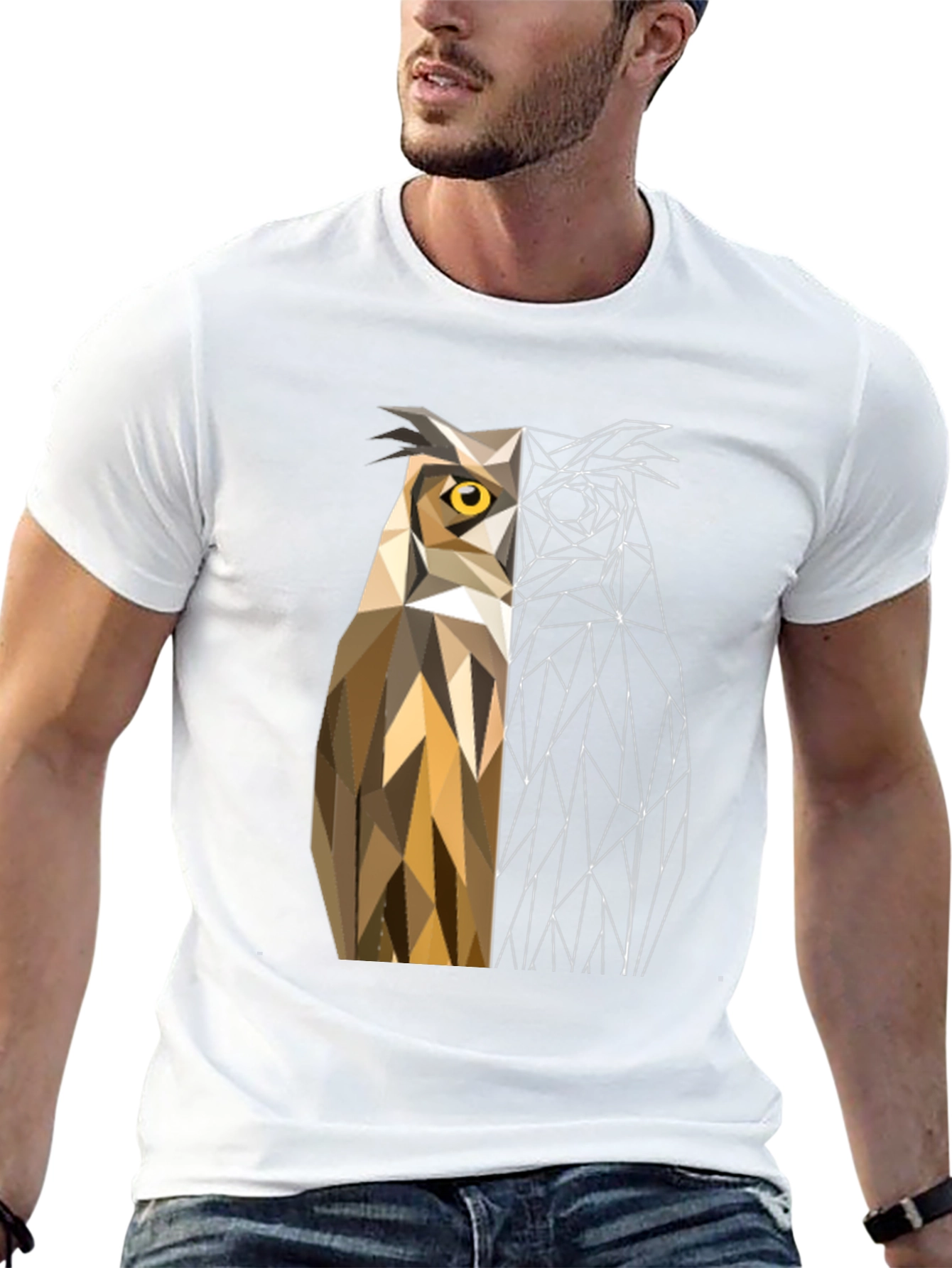 Geometric Owl Graphic Tee - Modern Design