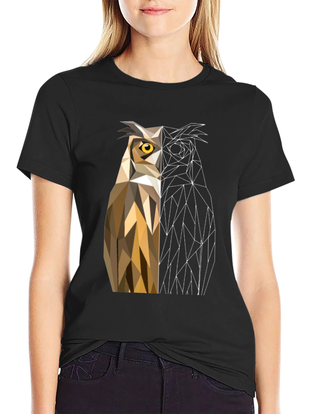 Geometric Owl Graphic Tee - Modern Design