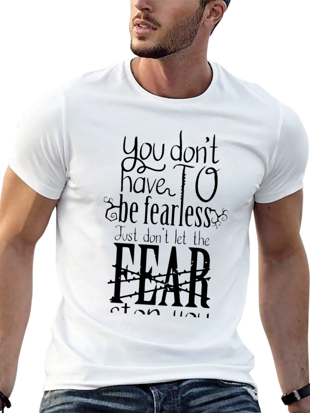 Fearless Graphic Tee - Inspirational Mens Black T-Shirt