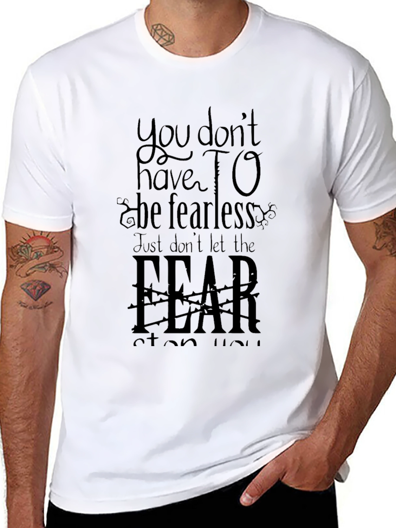 Fearless Graphic Tee - Inspirational Mens Black T-Shirt