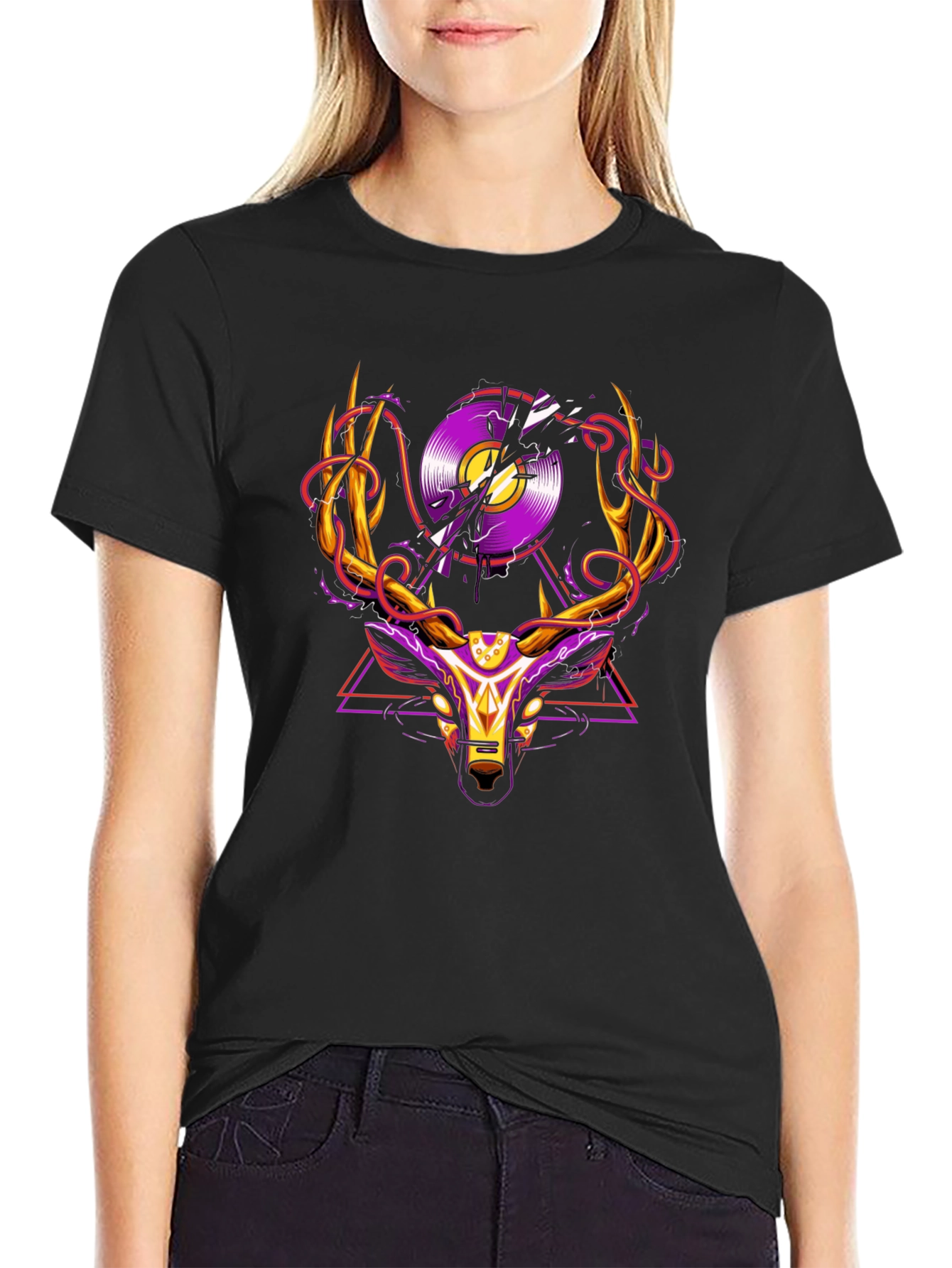 Deer Vinyl Record Graphic T-Shirt