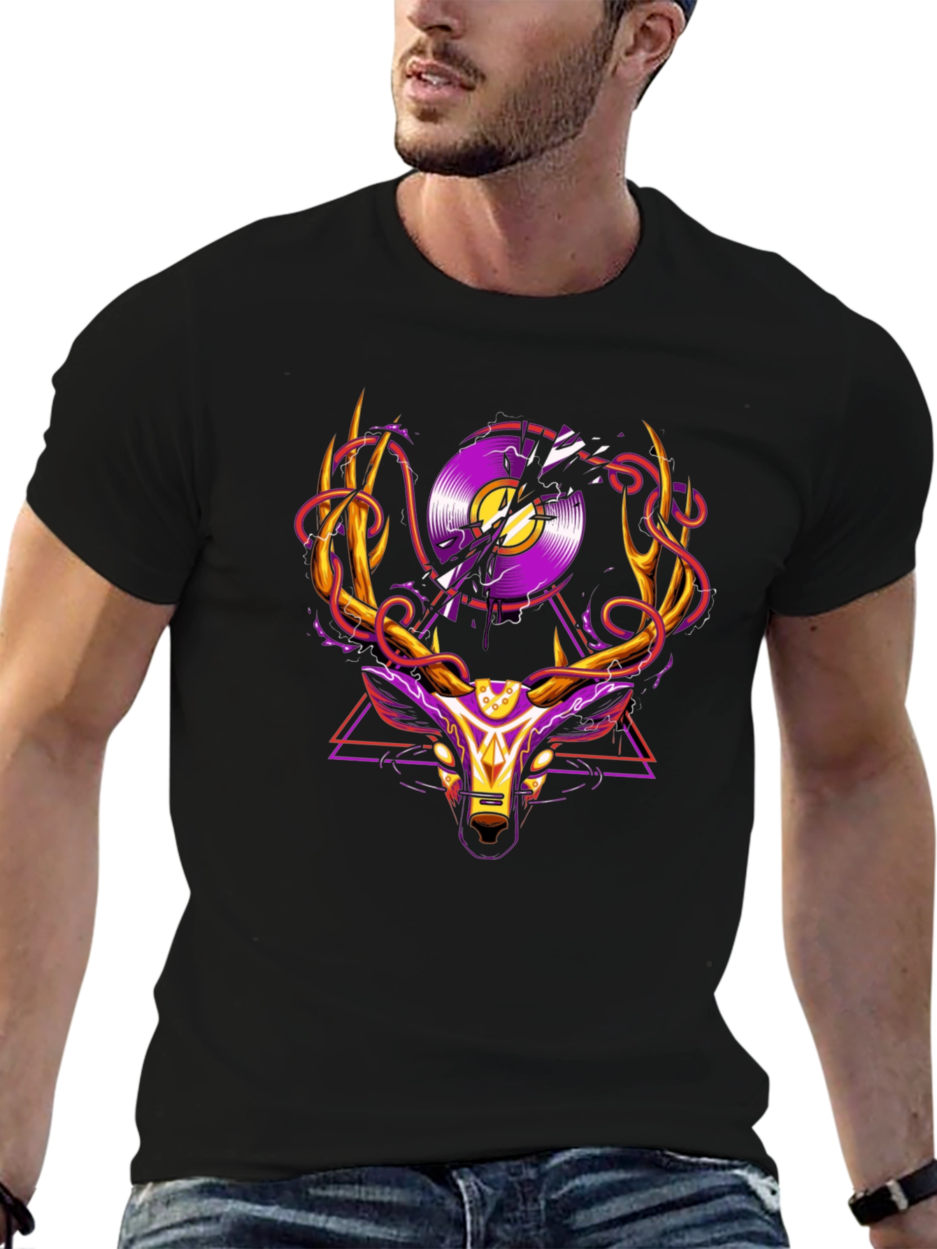 Deer Vinyl Record Graphic T-Shirt