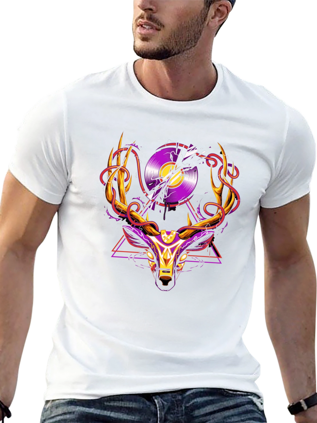 Deer Vinyl Record Graphic T-Shirt