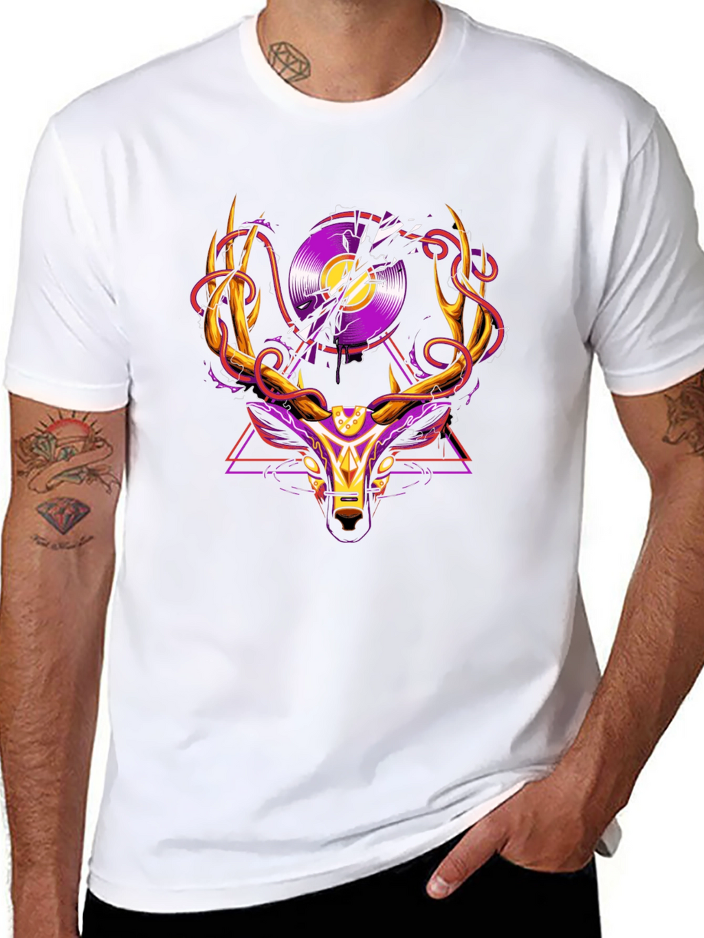 Deer Vinyl Record Graphic T-Shirt