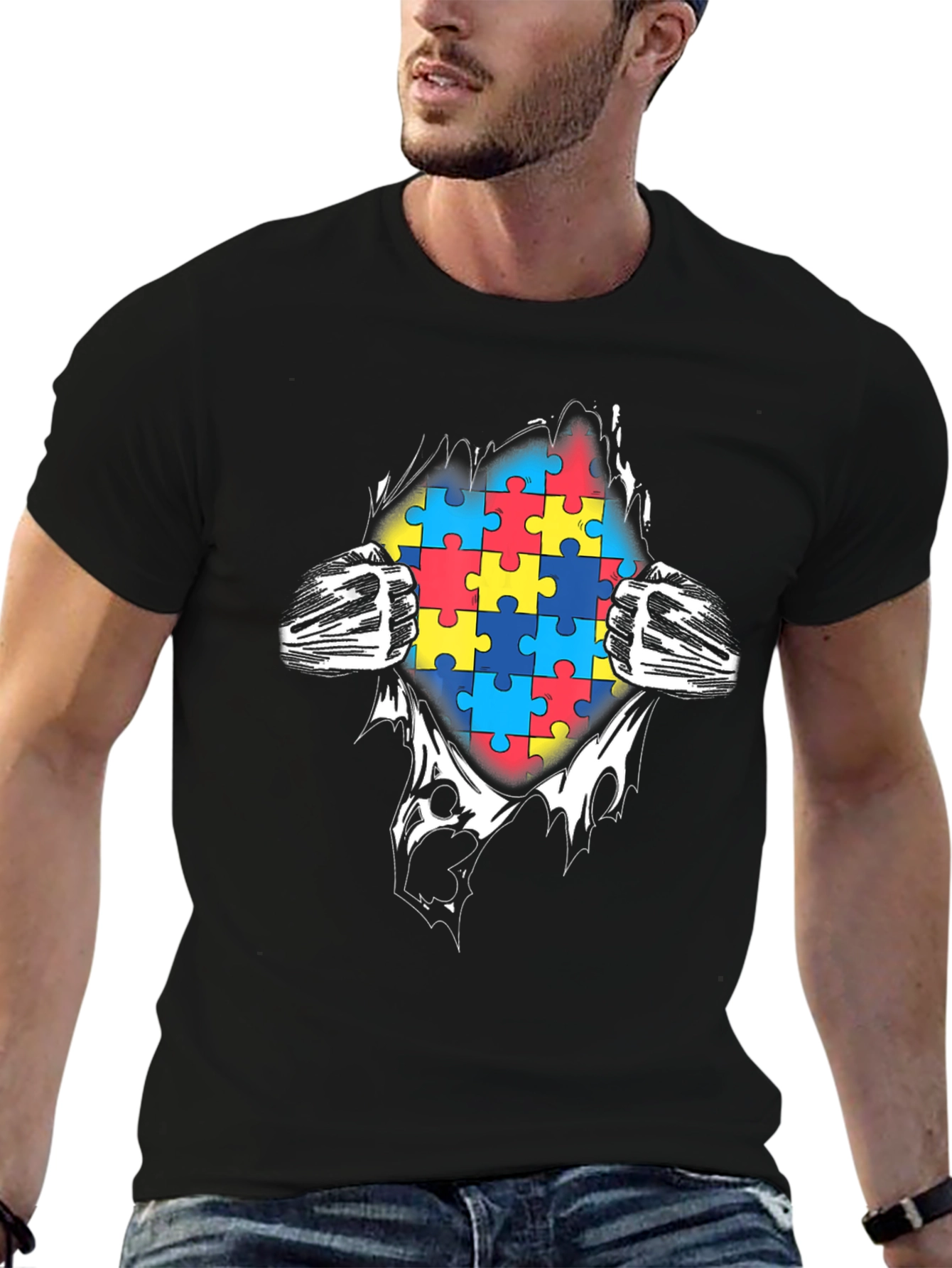 Autism Awareness Puzzle Piece Graphic T-Shirt