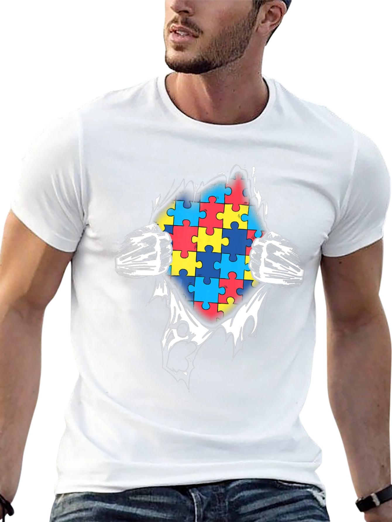 Autism Awareness Puzzle Piece Graphic T-Shirt