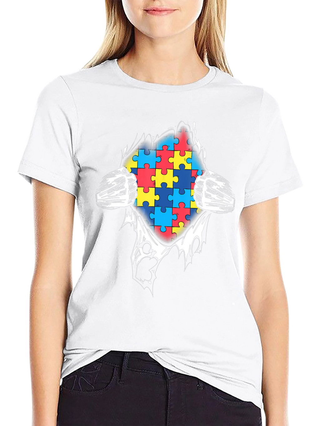 Autism Awareness Puzzle Piece Graphic T-Shirt