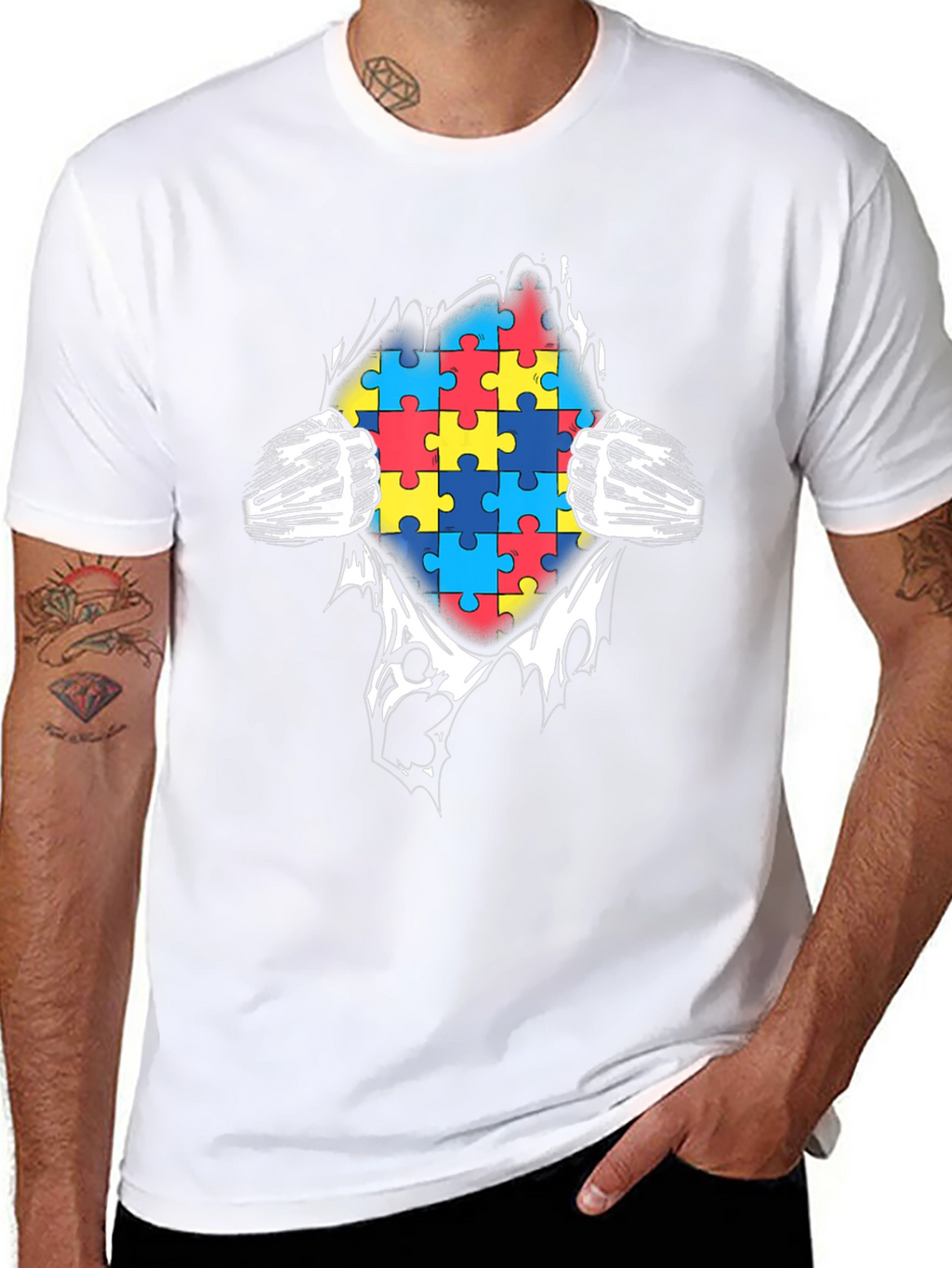 Autism Awareness Puzzle Piece Graphic T-Shirt