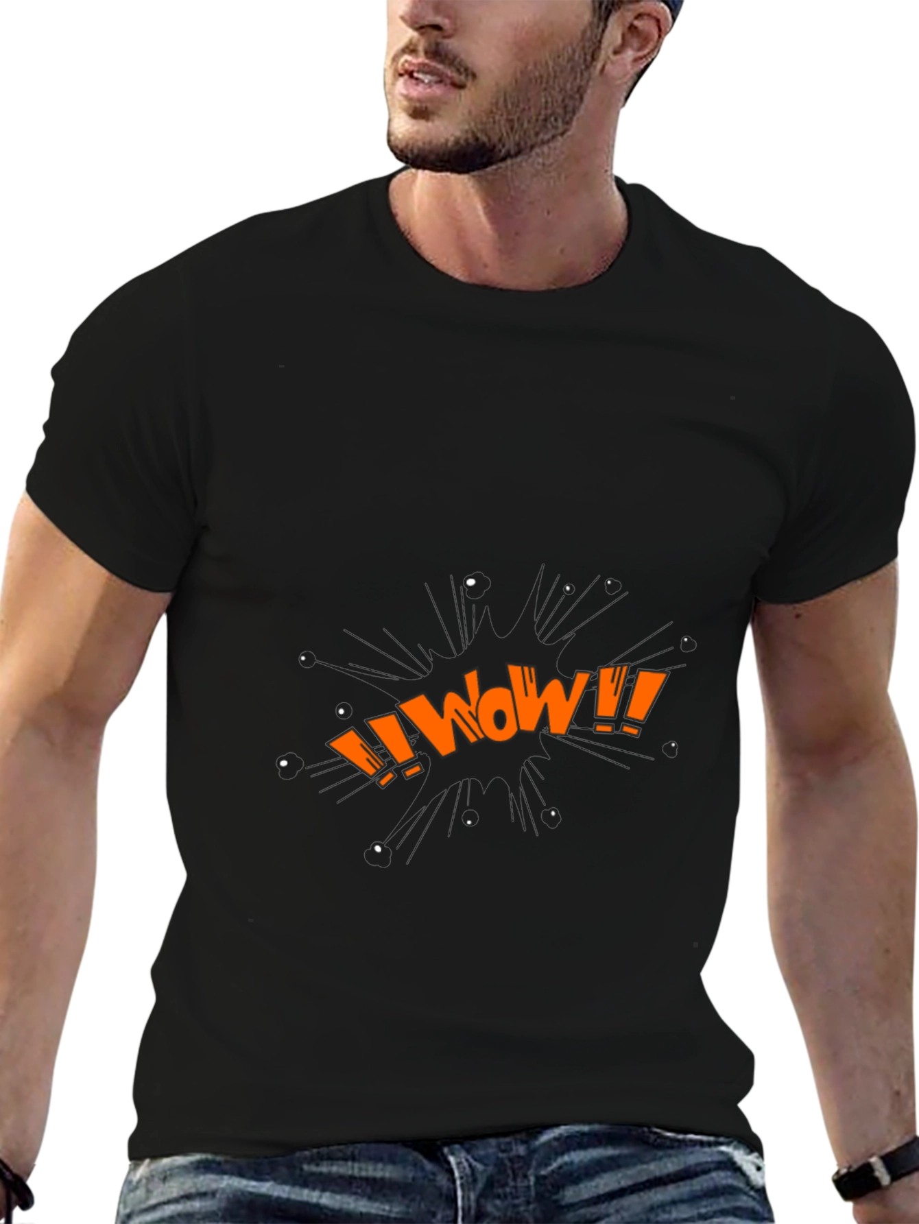 WOW Graphic Tee - Black Cotton Blend