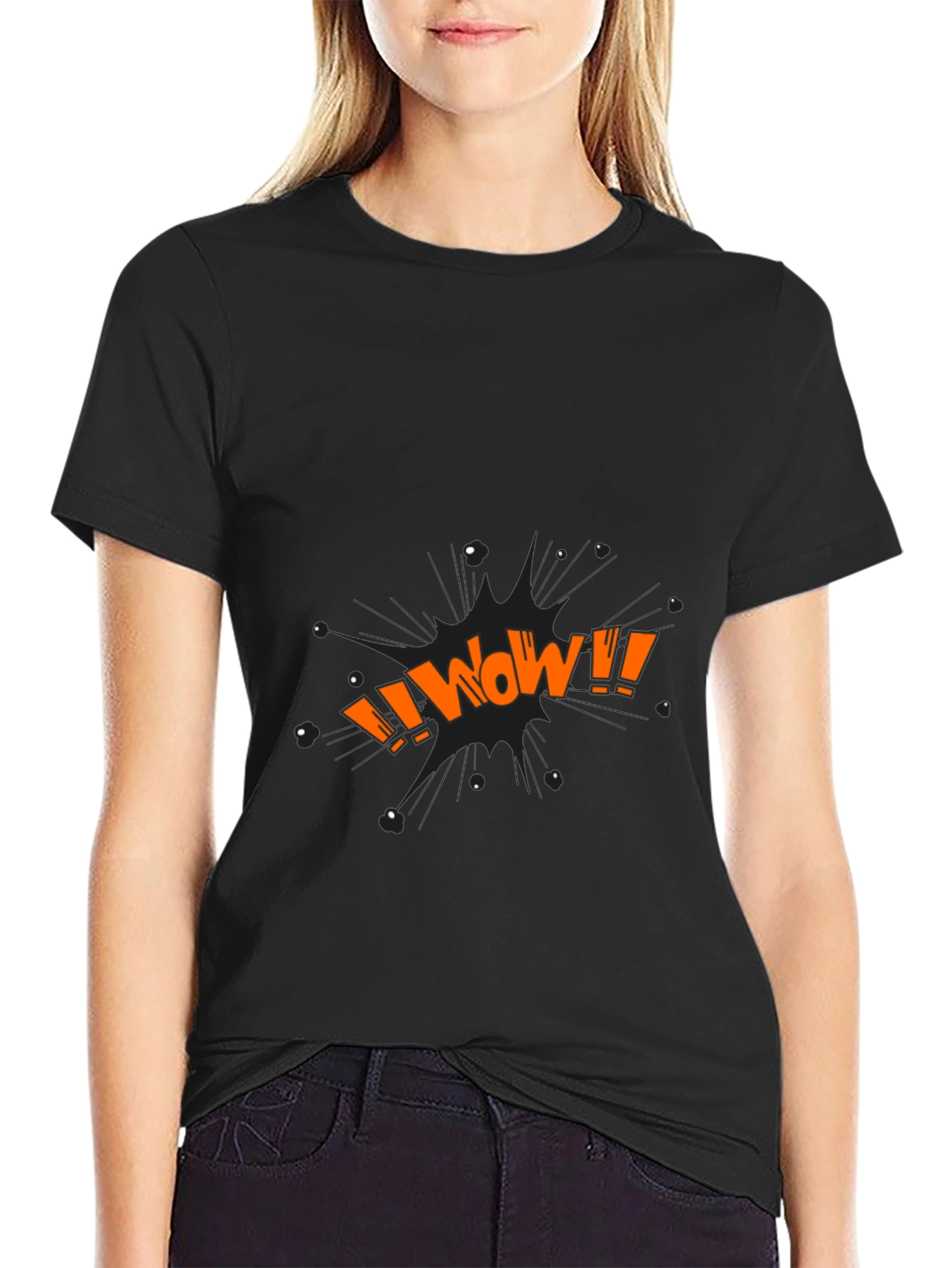 WOW Graphic Tee - Black Cotton Blend