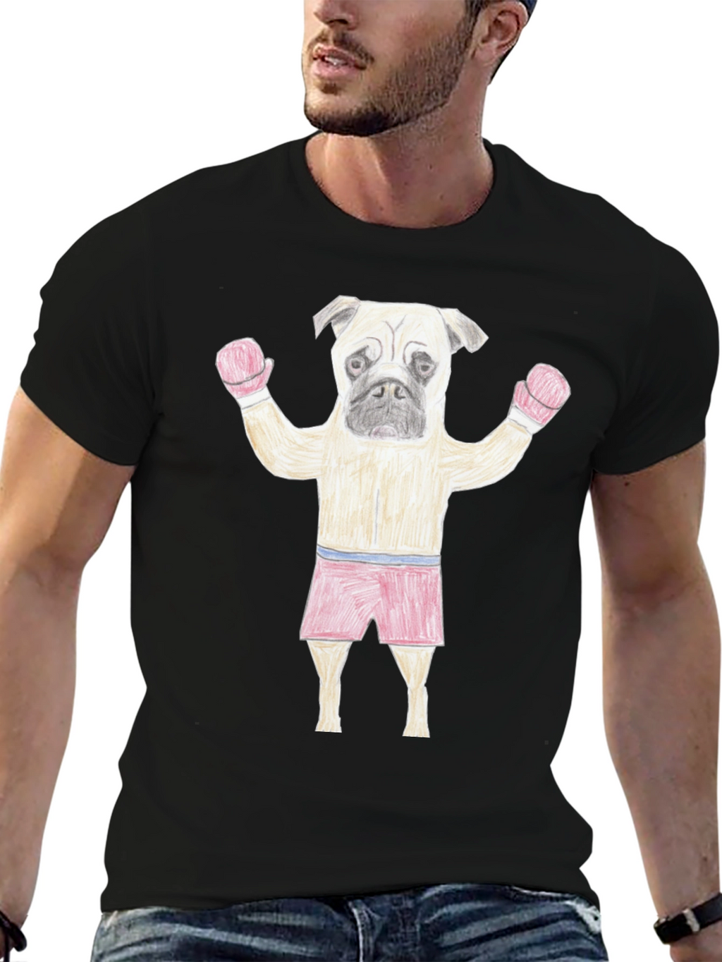 Pug Boxer Black T-Shirt - Funny Animal Tee