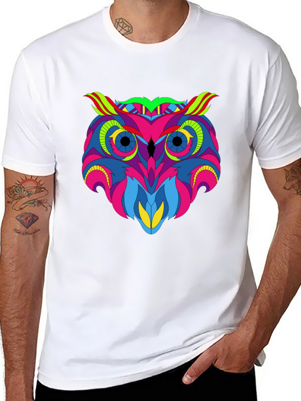 Vivid Owl Graphic Tee - Mens Black T-Shirt