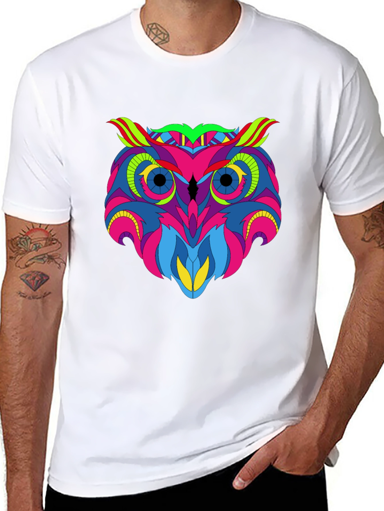 Vivid Owl Graphic Tee - Mens Black T-Shirt