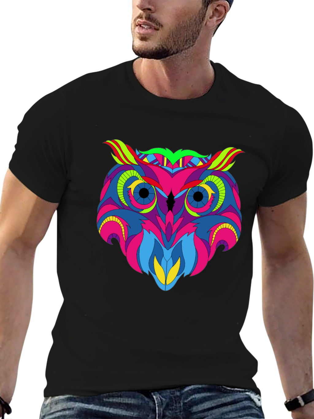 Vivid Owl Graphic Tee - Mens Black T-Shirt