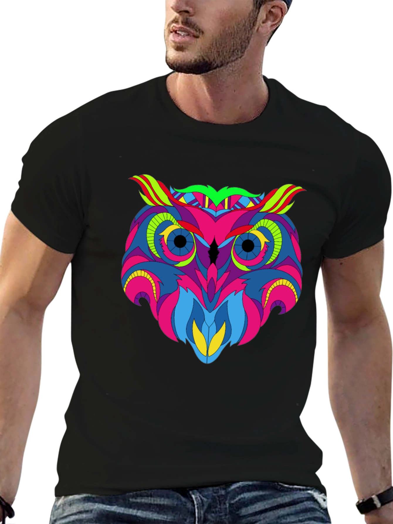 Vivid Owl Graphic Tee - Mens Black T-Shirt
