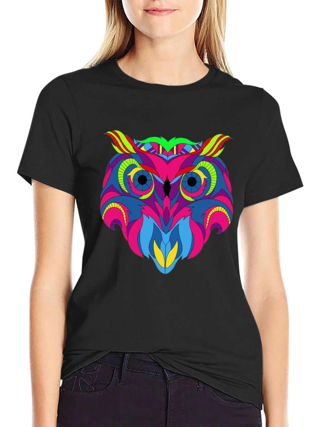Vivid Owl Graphic Tee - Mens Black T-Shirt