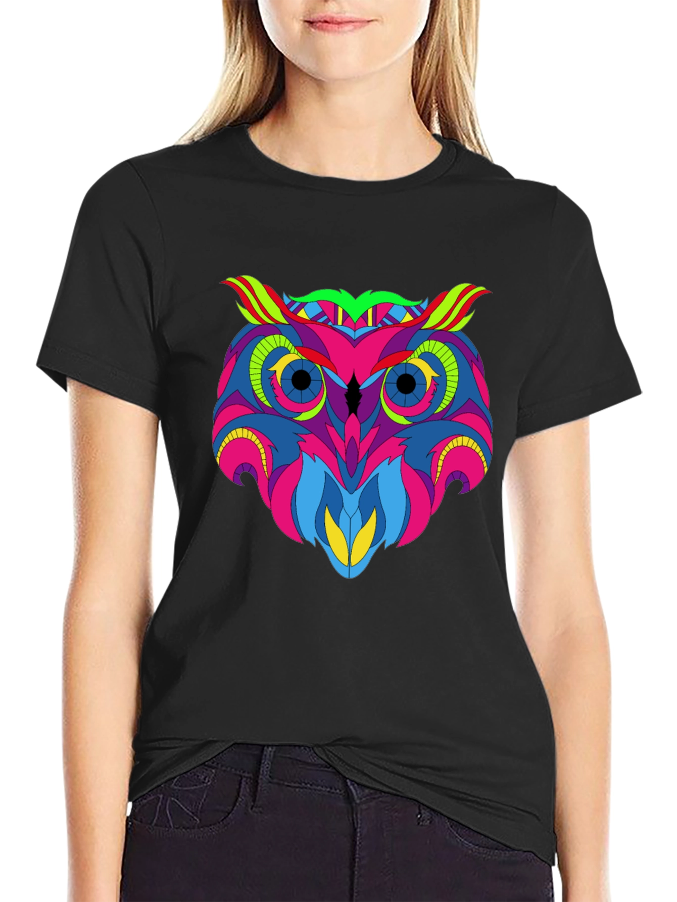 Vivid Owl Graphic Tee - Mens Black T-Shirt