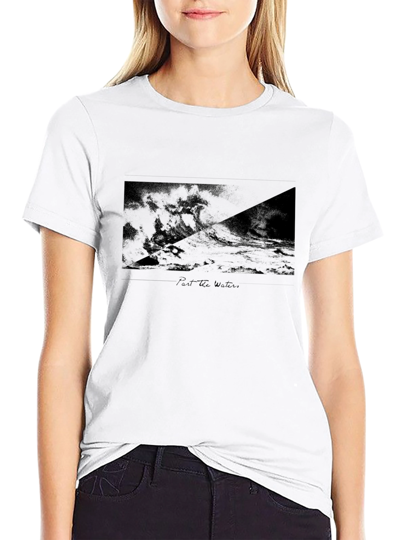 Black Wave Print T-Shirt