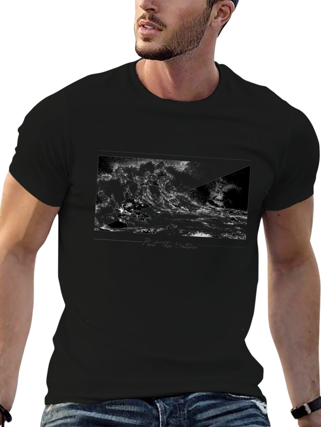 Black Wave Print T-Shirt