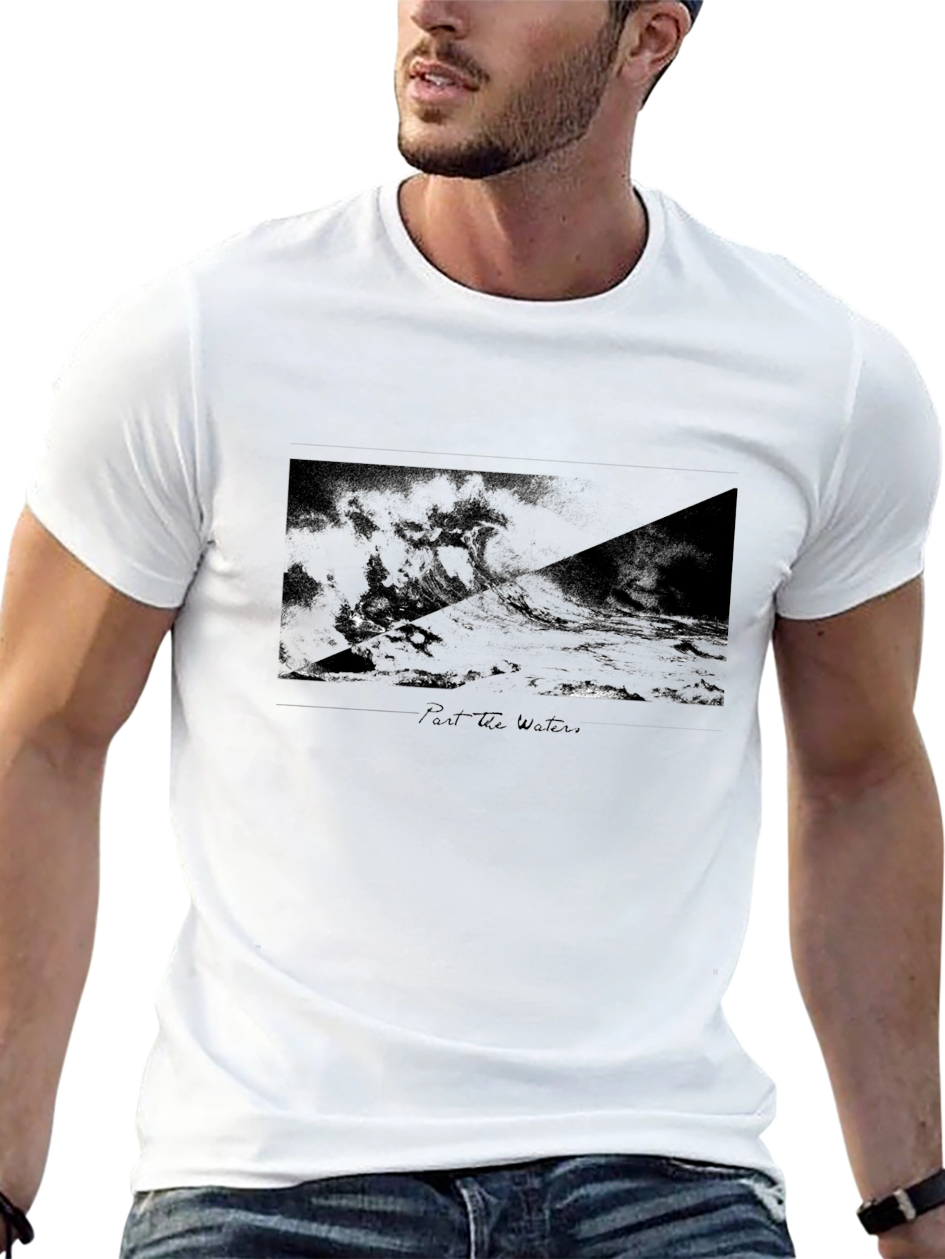 Black Wave Print T-Shirt