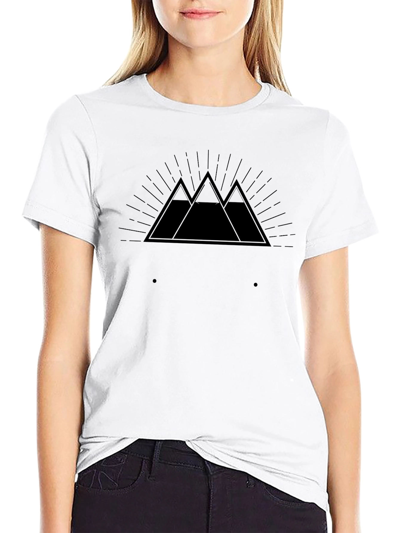 Mens Black Graphic Tee - Mountain Range Design